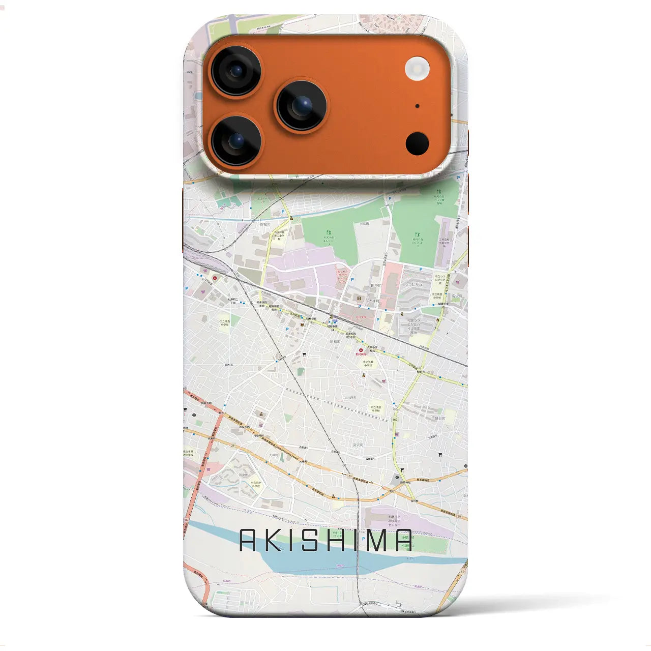 【昭島(東京都)】地図柄iPhoneケース(バックカバータイプ)