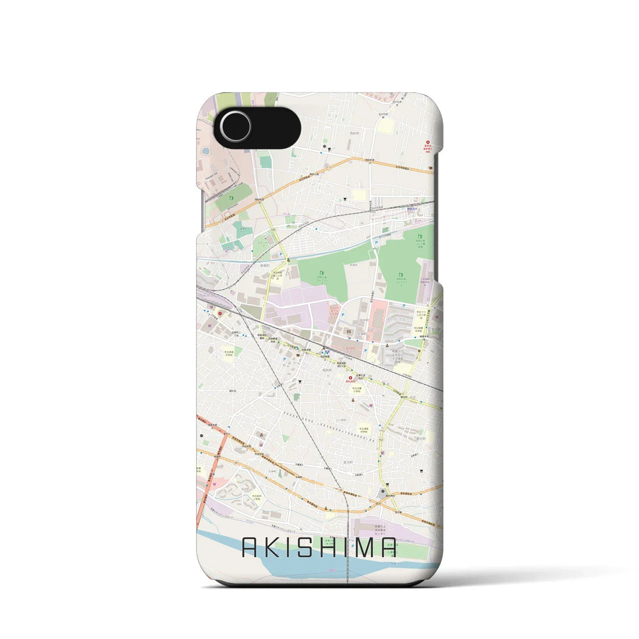 【昭島(東京都)】地図柄iPhoneケース(バックカバータイプ)