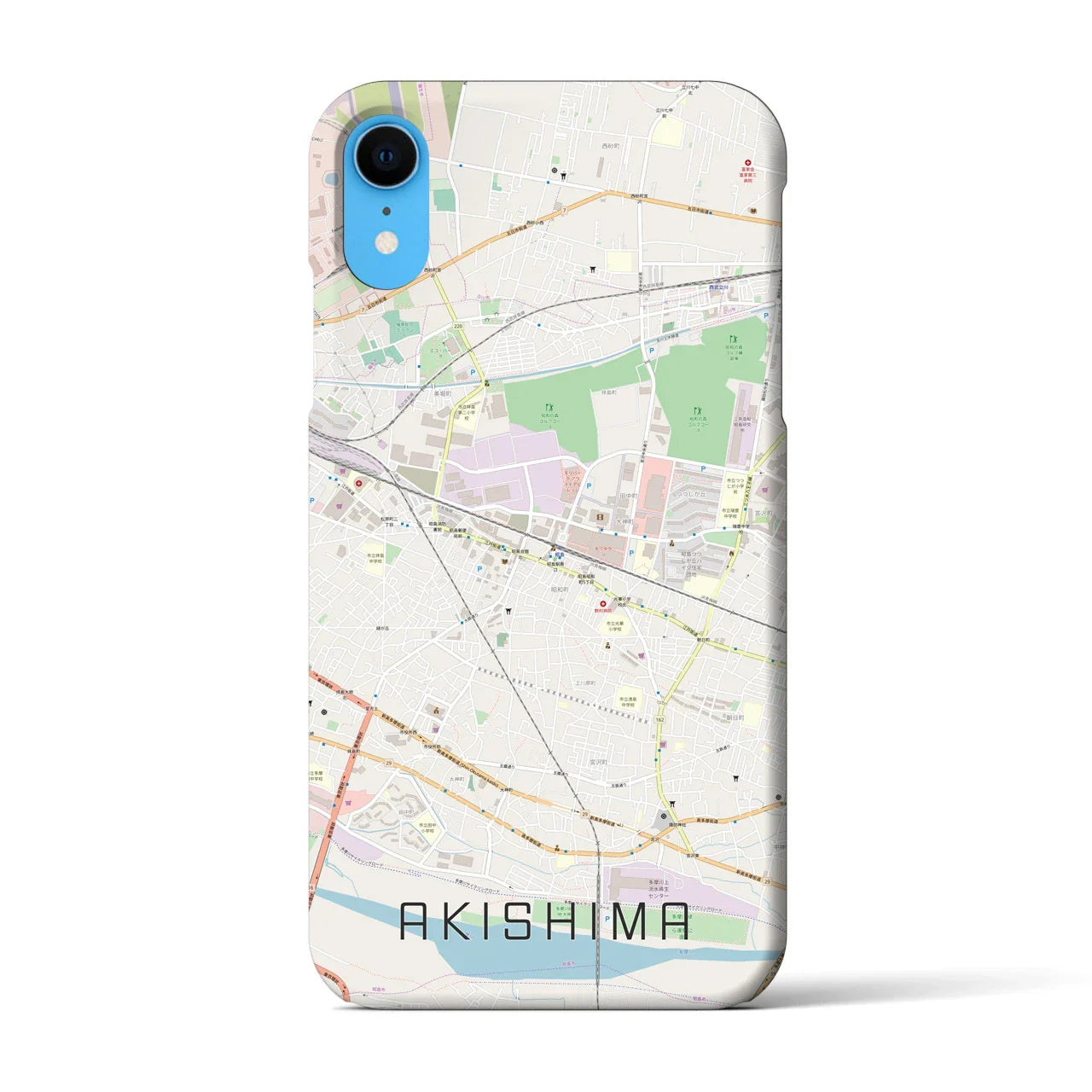【昭島(東京都)】地図柄iPhoneケース(バックカバータイプ)
