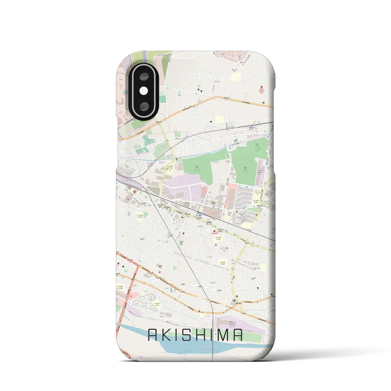【昭島(東京都)】地図柄iPhoneケース(バックカバータイプ)