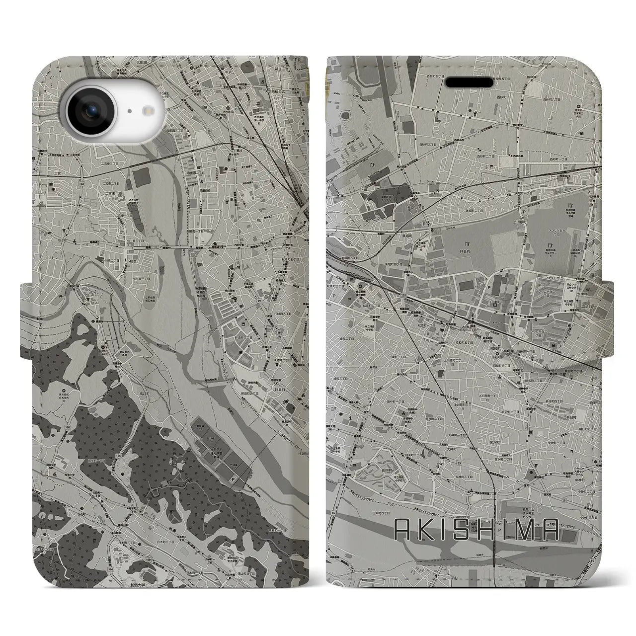 【昭島(東京都)】地図柄iPhoneケース(手帳タイプ)