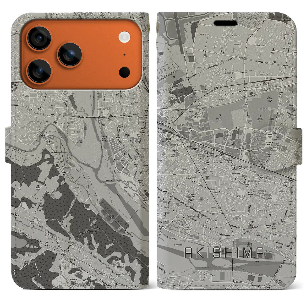 【昭島(東京都)】地図柄iPhoneケース(手帳タイプ)