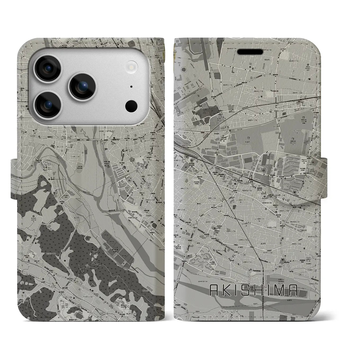 【昭島(東京都)】地図柄iPhoneケース(手帳タイプ)