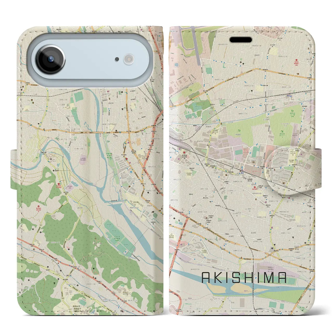 【昭島(東京都)】地図柄iPhoneケース(手帳タイプ)