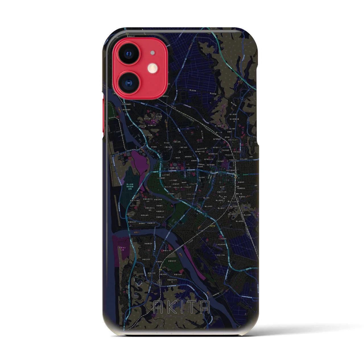 【秋田(秋田県)】地図柄iPhoneケース(バックカバータイプ)