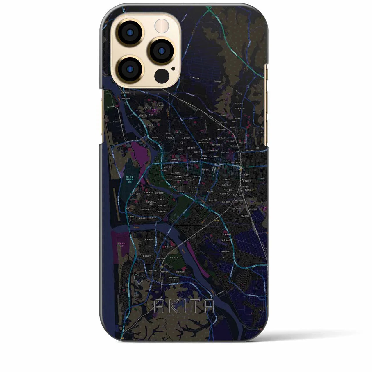【秋田(秋田県)】地図柄iPhoneケース(バックカバータイプ)