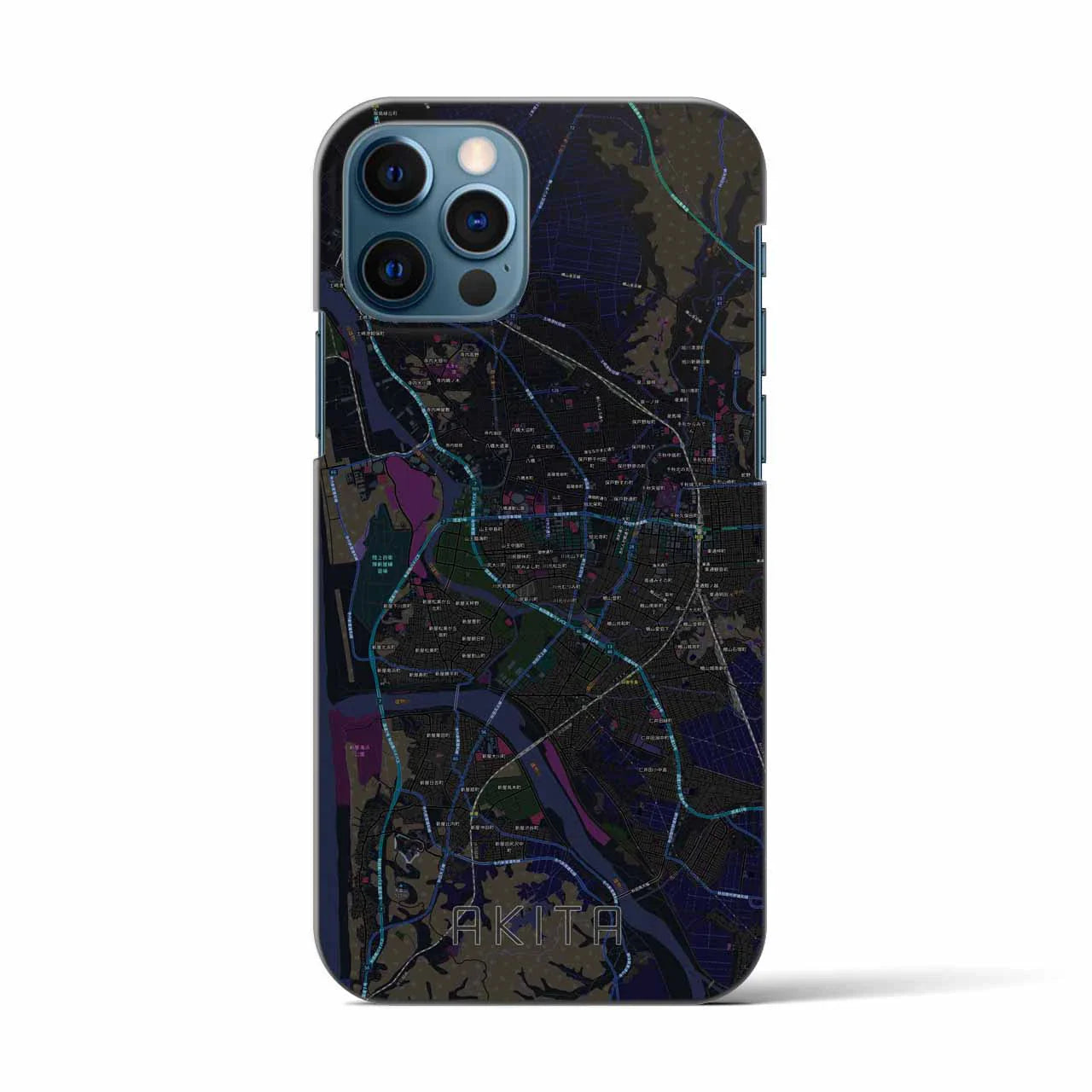 【秋田(秋田県)】地図柄iPhoneケース(バックカバータイプ)