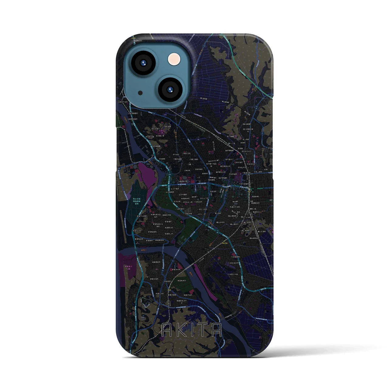 【秋田(秋田県)】地図柄iPhoneケース(バックカバータイプ)