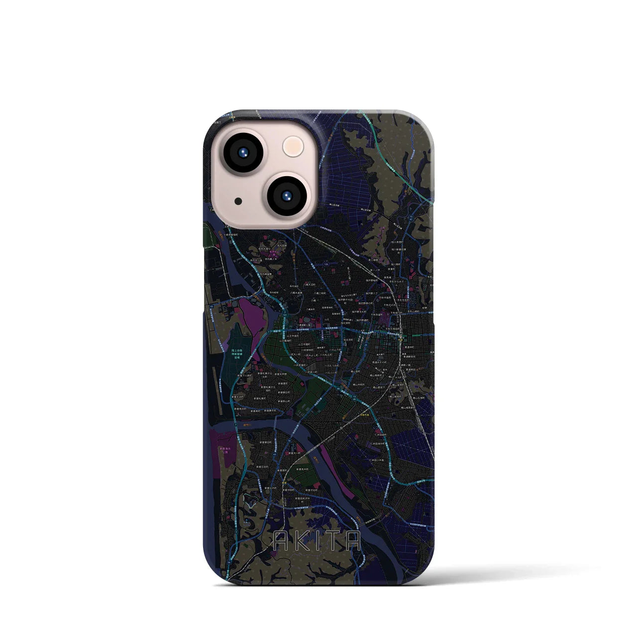 【秋田(秋田県)】地図柄iPhoneケース(バックカバータイプ)