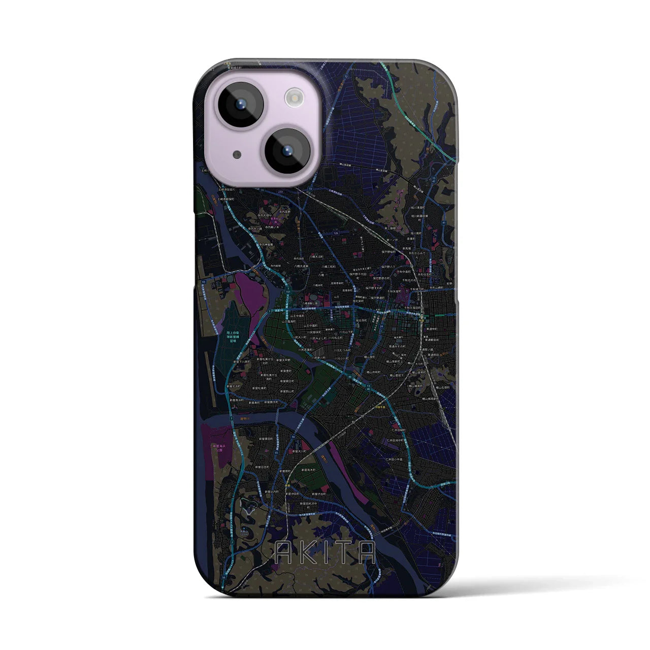 【秋田(秋田県)】地図柄iPhoneケース(バックカバータイプ)