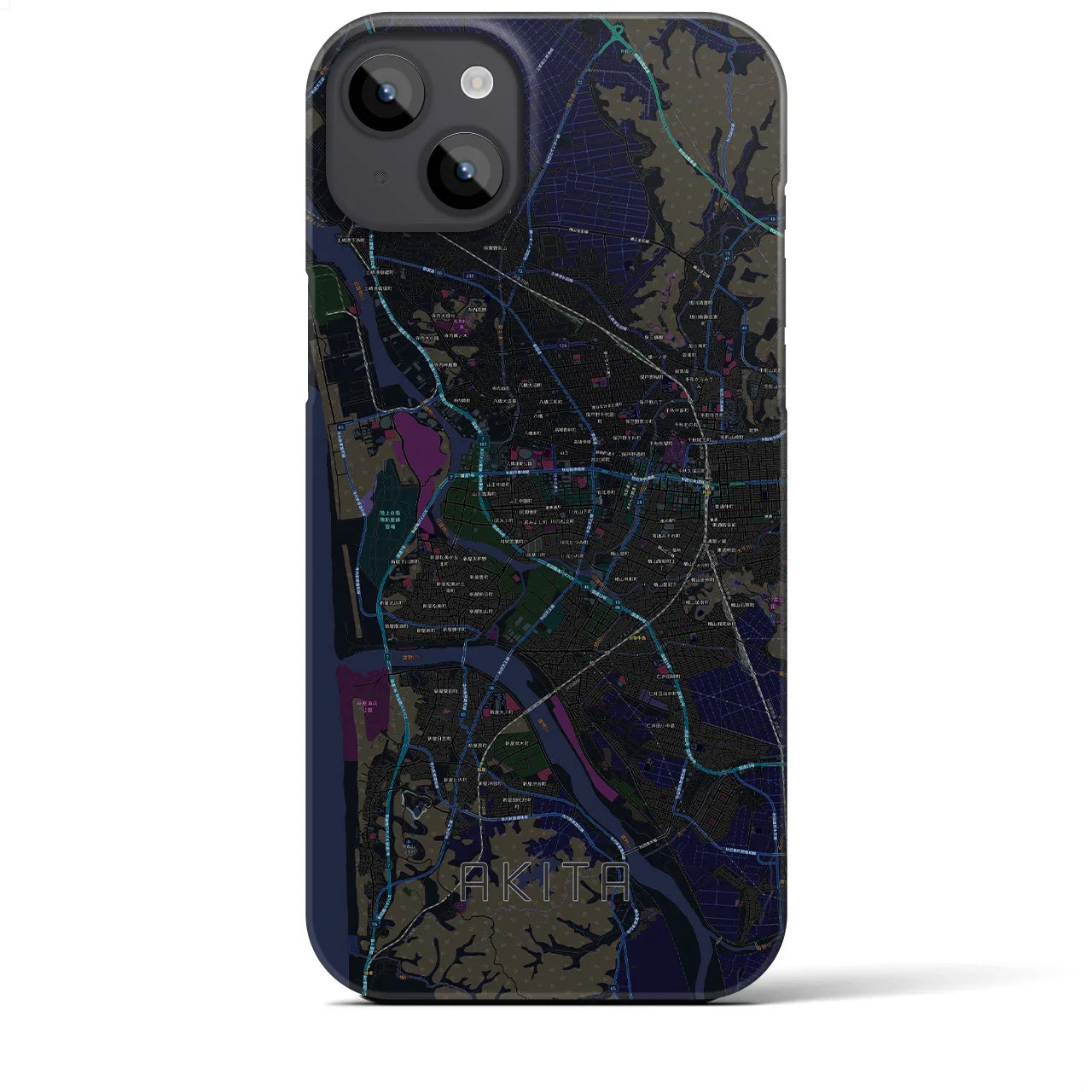 【秋田(秋田県)】地図柄iPhoneケース(バックカバータイプ)