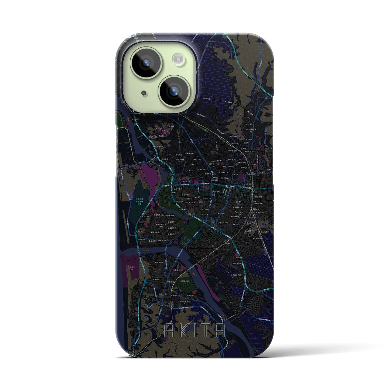 【秋田(秋田県)】地図柄iPhoneケース(バックカバータイプ)