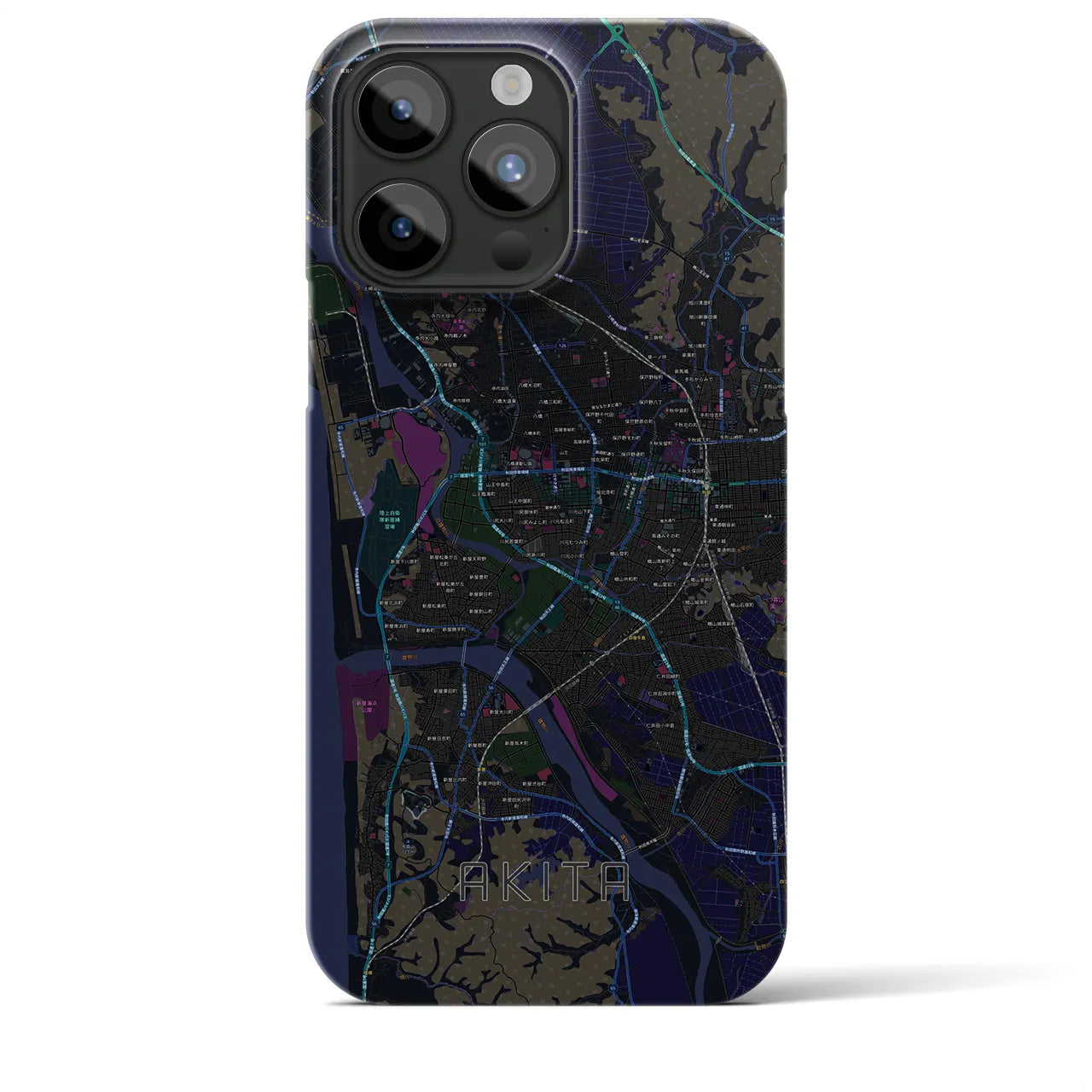 【秋田(秋田県)】地図柄iPhoneケース(バックカバータイプ)