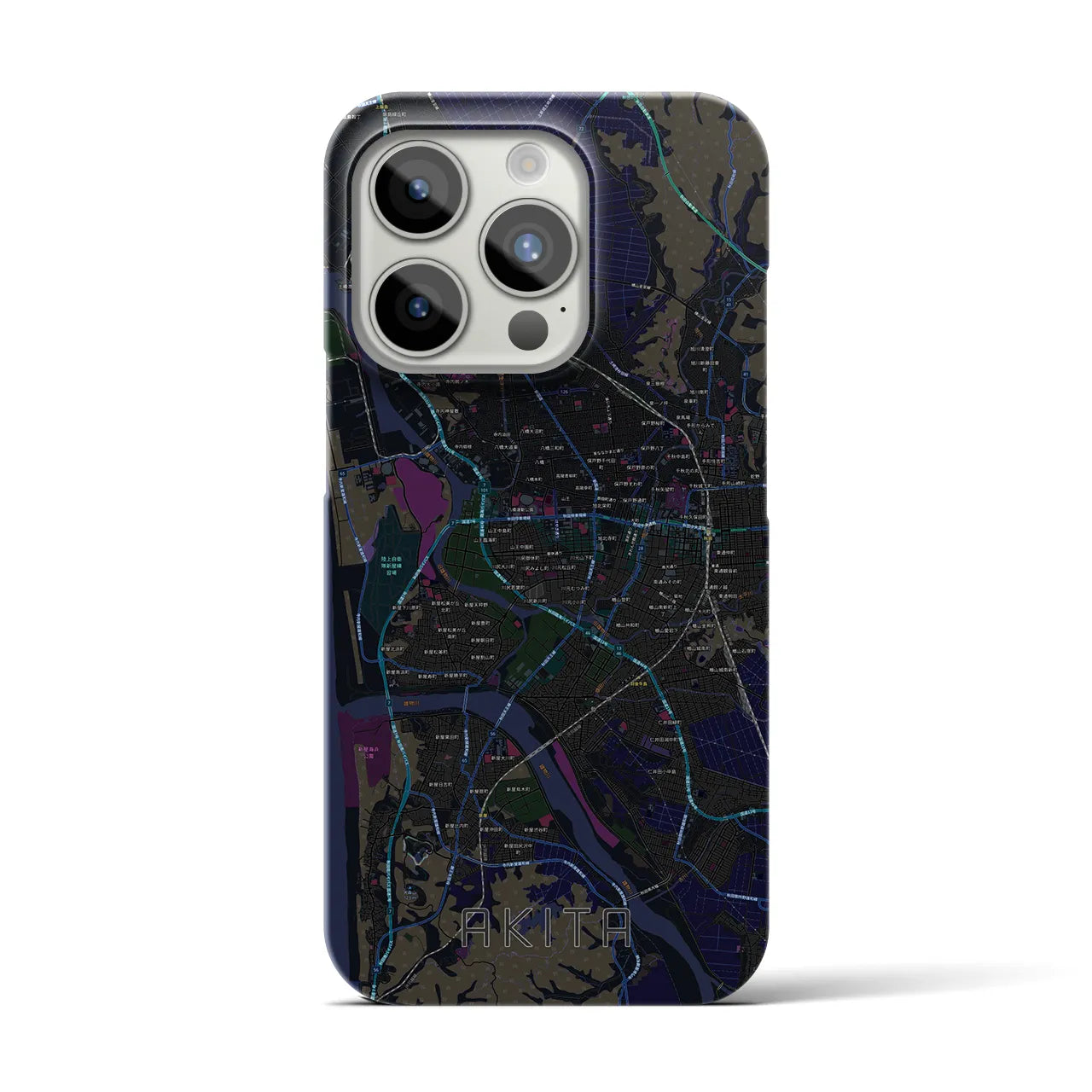 【秋田(秋田県)】地図柄iPhoneケース(バックカバータイプ)