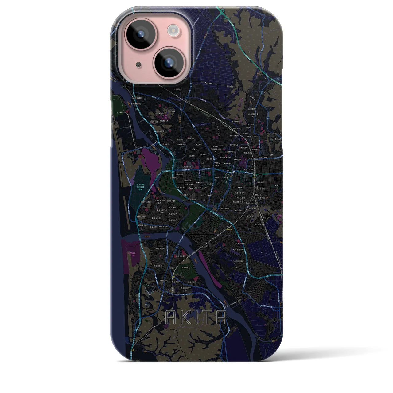 【秋田(秋田県)】地図柄iPhoneケース(バックカバータイプ)