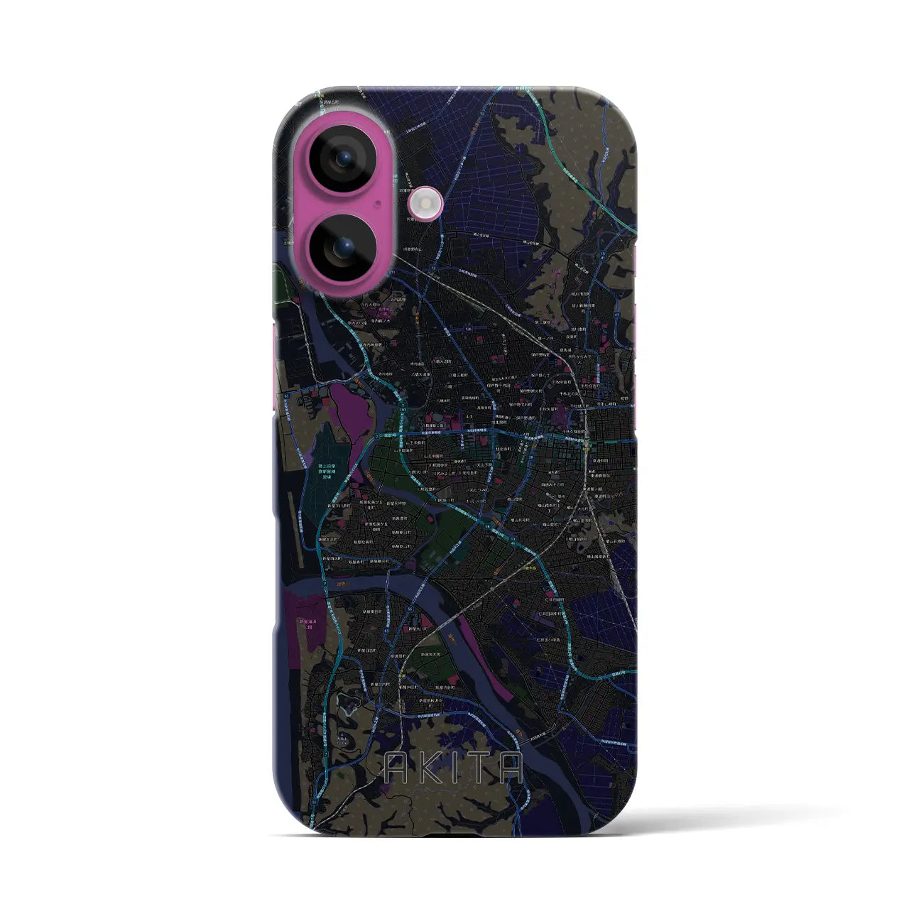 【秋田(秋田県)】地図柄iPhoneケース(バックカバータイプ)