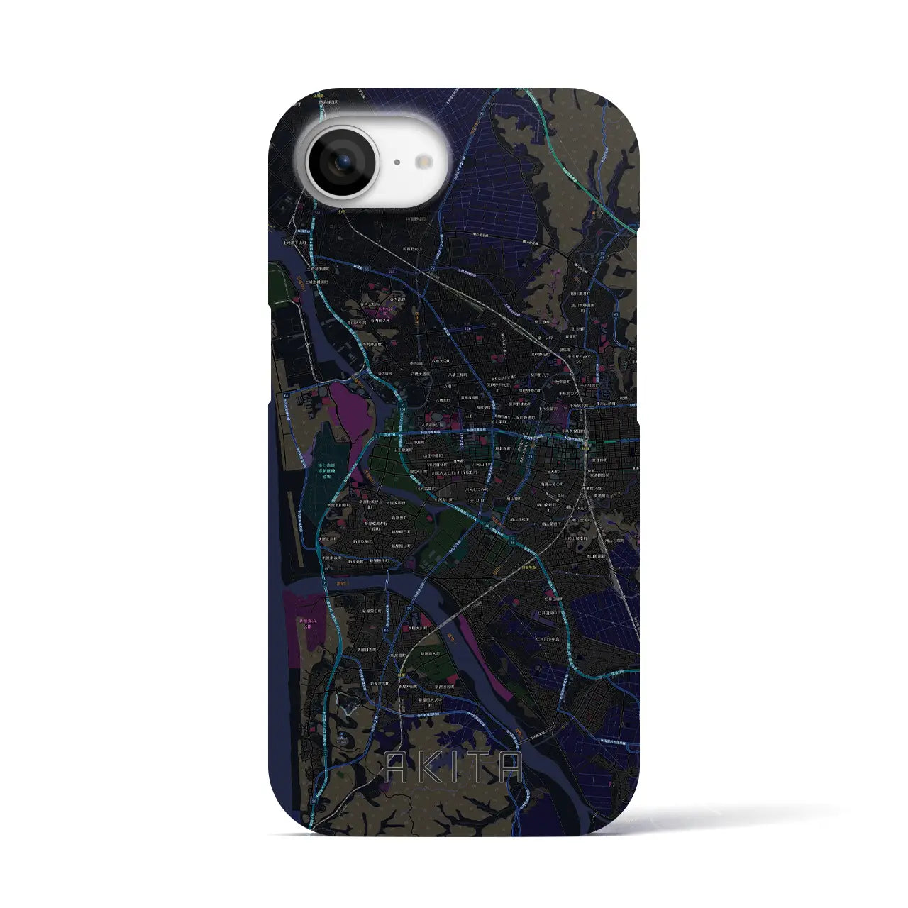 【秋田(秋田県)】地図柄iPhoneケース(バックカバータイプ)
