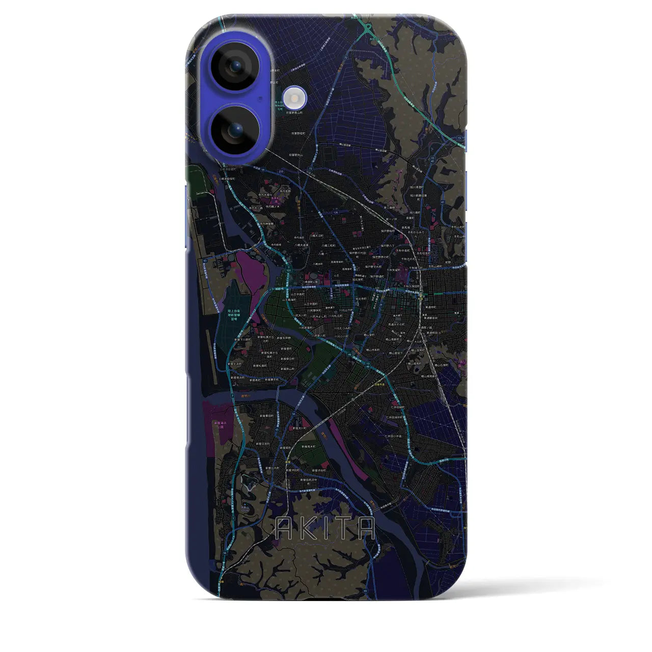 【秋田(秋田県)】地図柄iPhoneケース(バックカバータイプ)