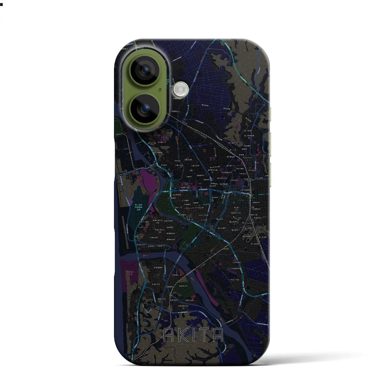 【秋田(秋田県)】地図柄iPhoneケース(バックカバータイプ)