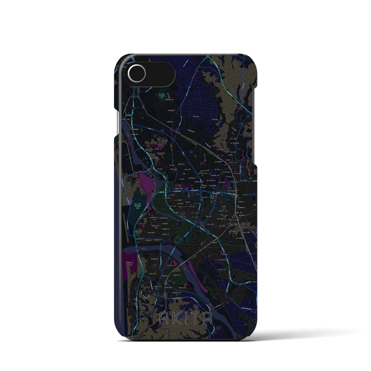 【秋田(秋田県)】地図柄iPhoneケース(バックカバータイプ)