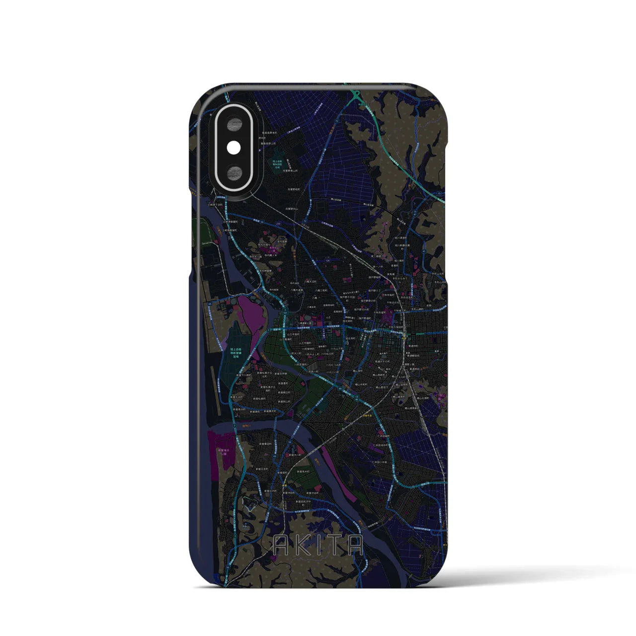 【秋田(秋田県)】地図柄iPhoneケース(バックカバータイプ)