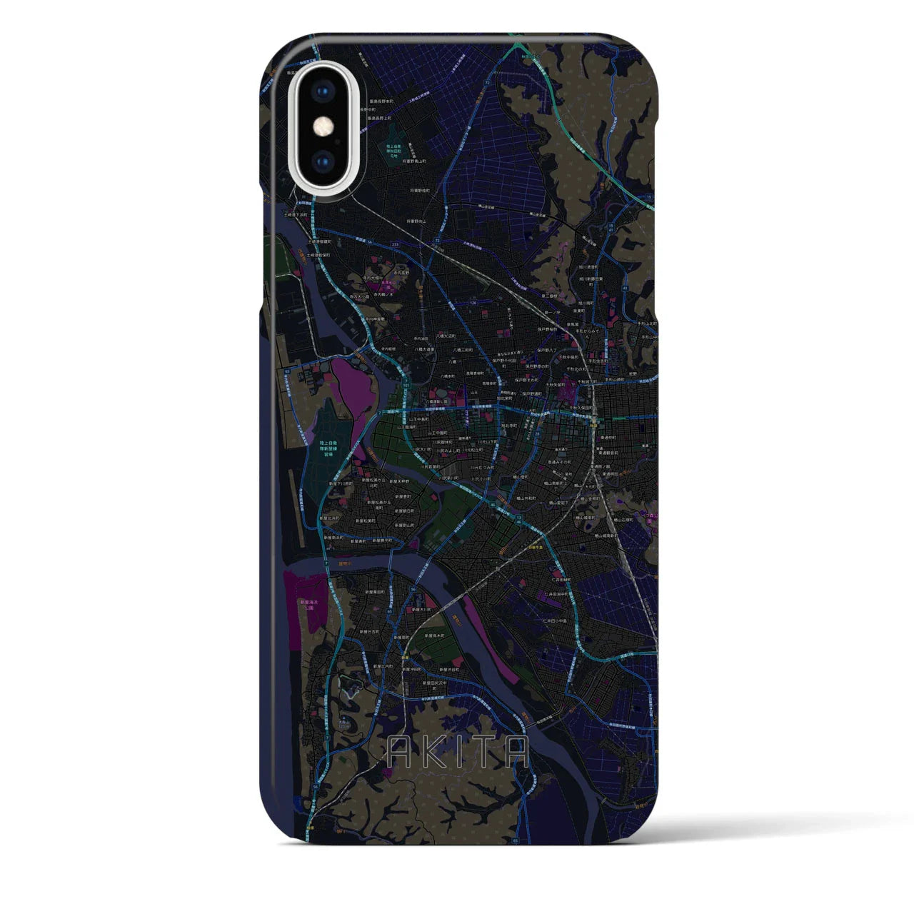 【秋田(秋田県)】地図柄iPhoneケース(バックカバータイプ)