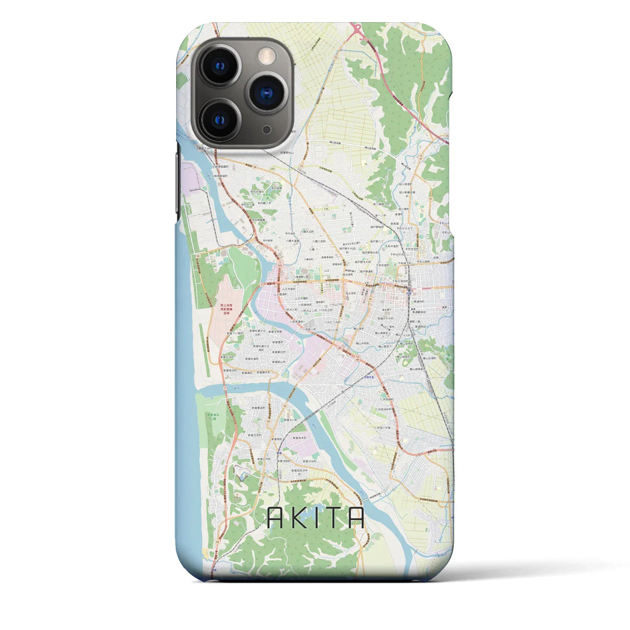 【秋田(秋田県)】地図柄iPhoneケース(バックカバータイプ)