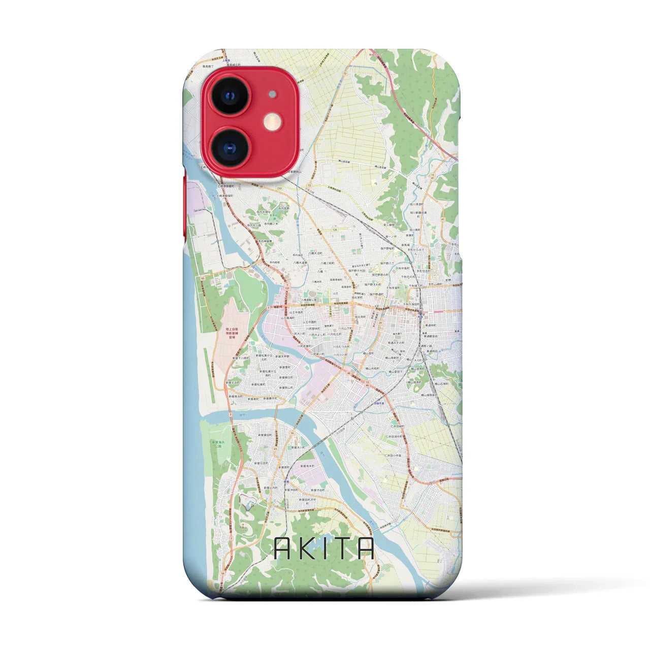 【秋田(秋田県)】地図柄iPhoneケース(バックカバータイプ)
