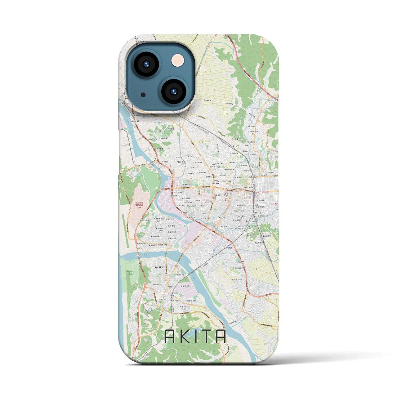 【秋田(秋田県)】地図柄iPhoneケース(バックカバータイプ)