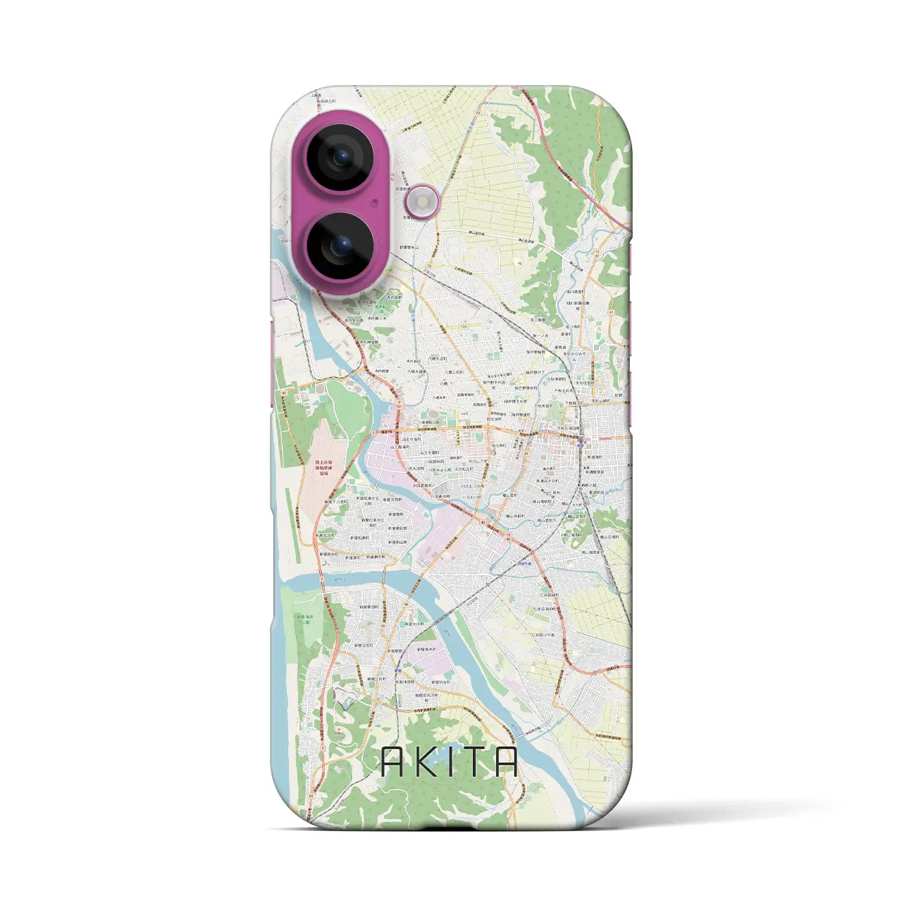 【秋田(秋田県)】地図柄iPhoneケース(バックカバータイプ)
