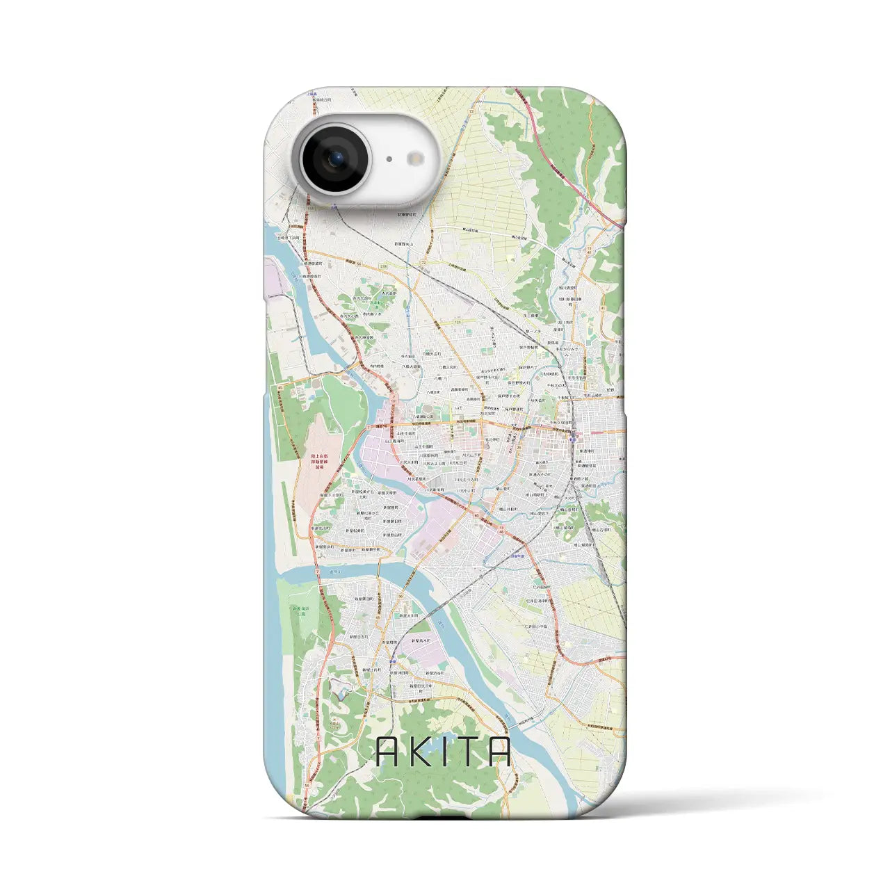 【秋田(秋田県)】地図柄iPhoneケース(バックカバータイプ)