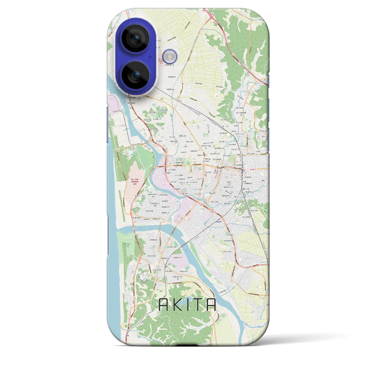 【秋田(秋田県)】地図柄iPhoneケース(バックカバータイプ)ブラック・iPhone 16 Pro Max 用