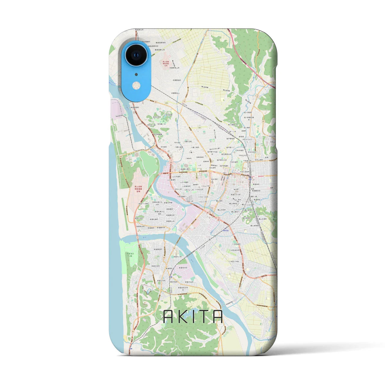 【秋田(秋田県)】地図柄iPhoneケース(バックカバータイプ)