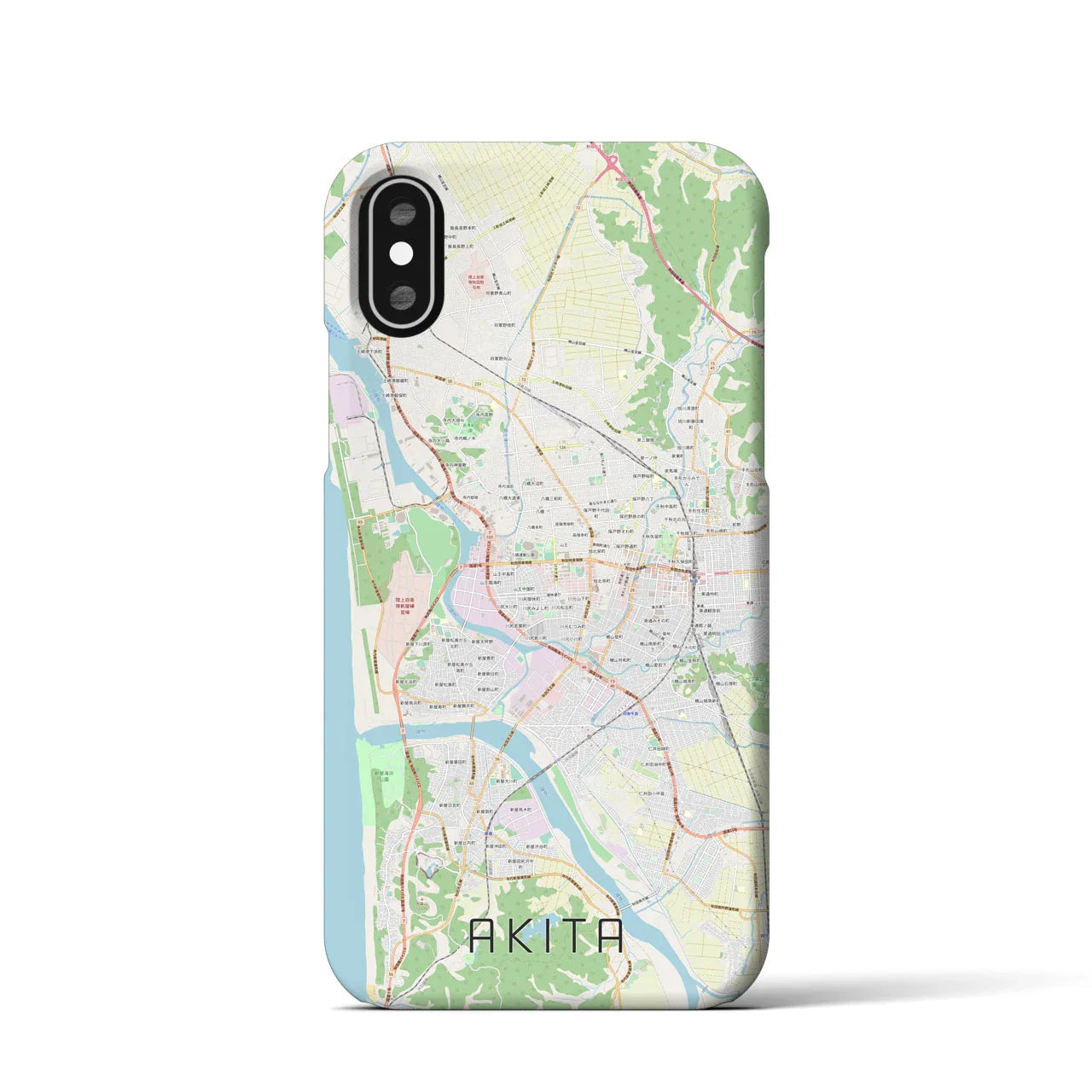 【秋田(秋田県)】地図柄iPhoneケース(バックカバータイプ)