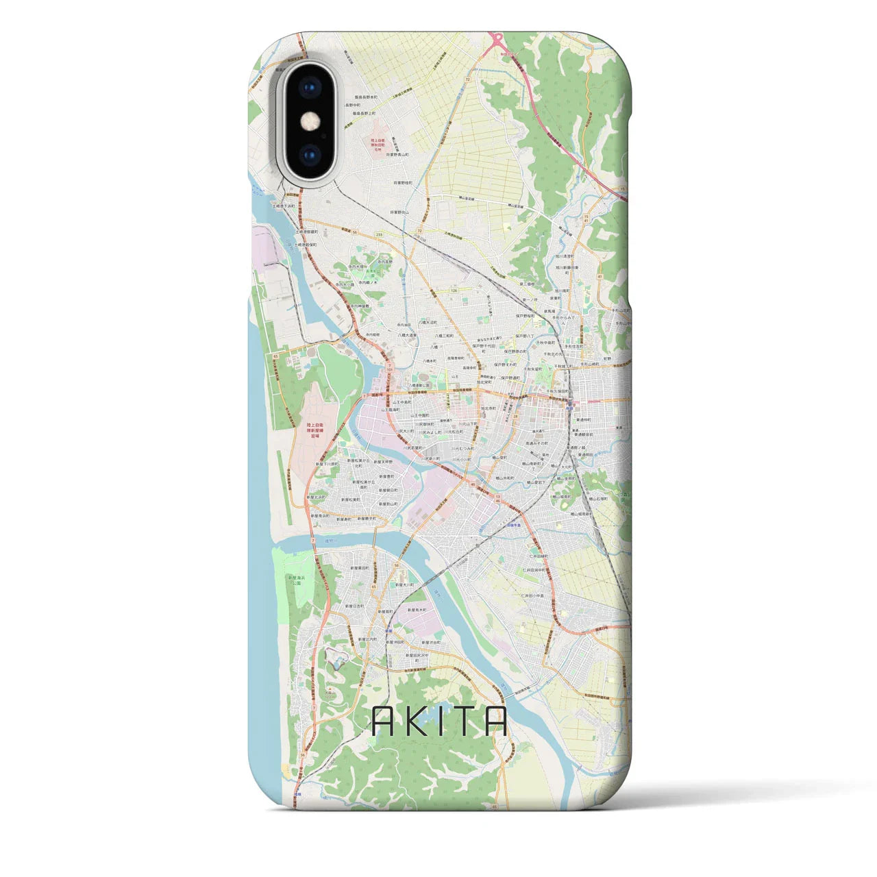 【秋田(秋田県)】地図柄iPhoneケース(バックカバータイプ)