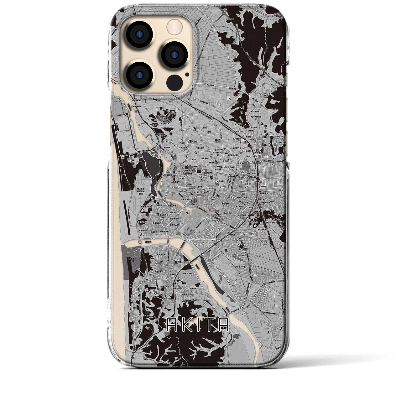 【秋田(秋田県)】地図柄iPhoneケース(クリアタイプ)