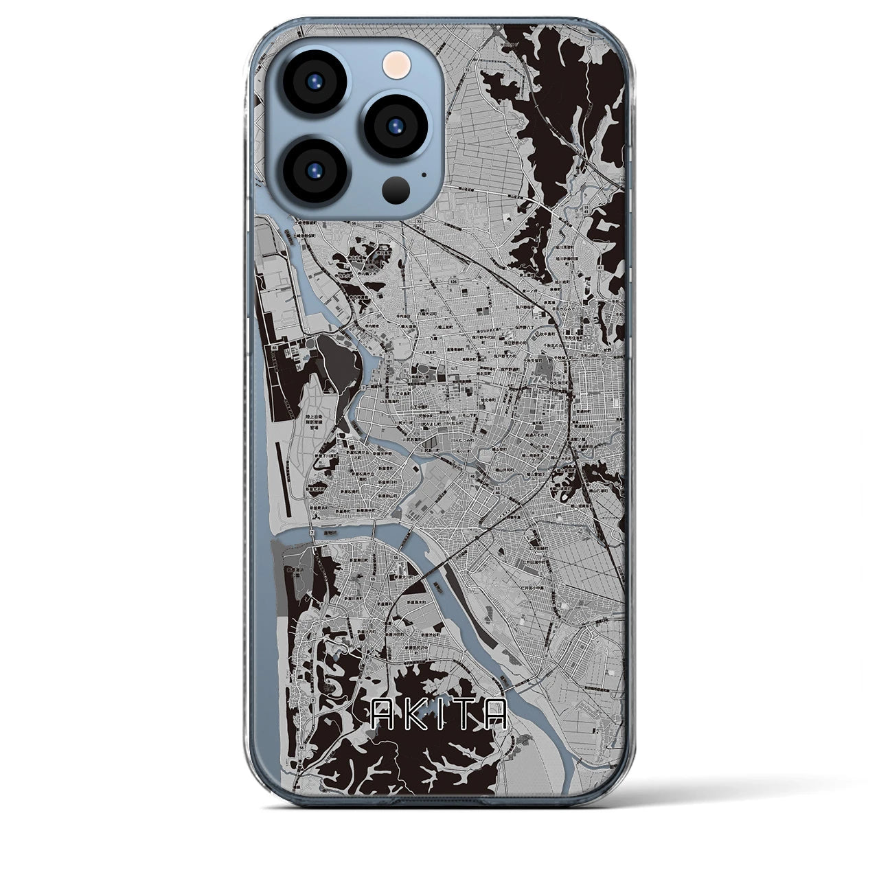 【秋田(秋田県)】地図柄iPhoneケース(クリアタイプ)