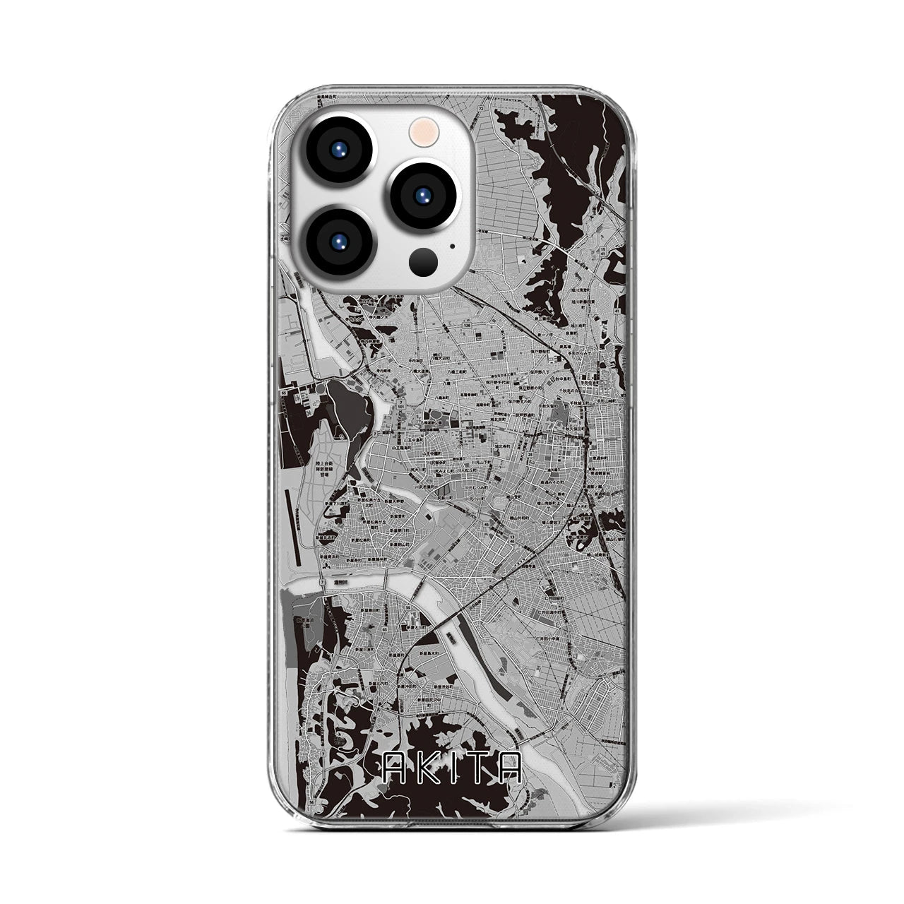 【秋田(秋田県)】地図柄iPhoneケース(クリアタイプ)