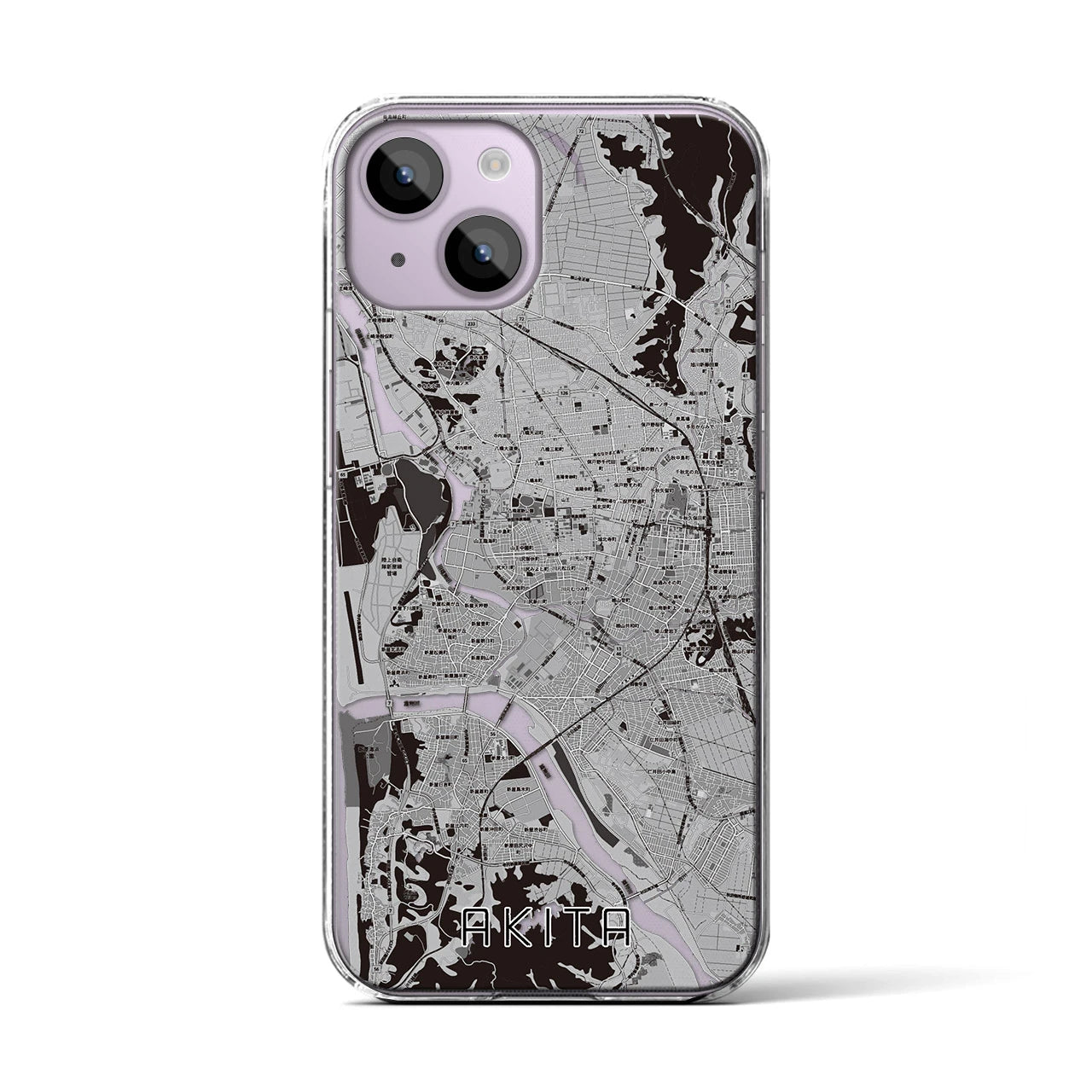 【秋田(秋田県)】地図柄iPhoneケース(クリアタイプ)