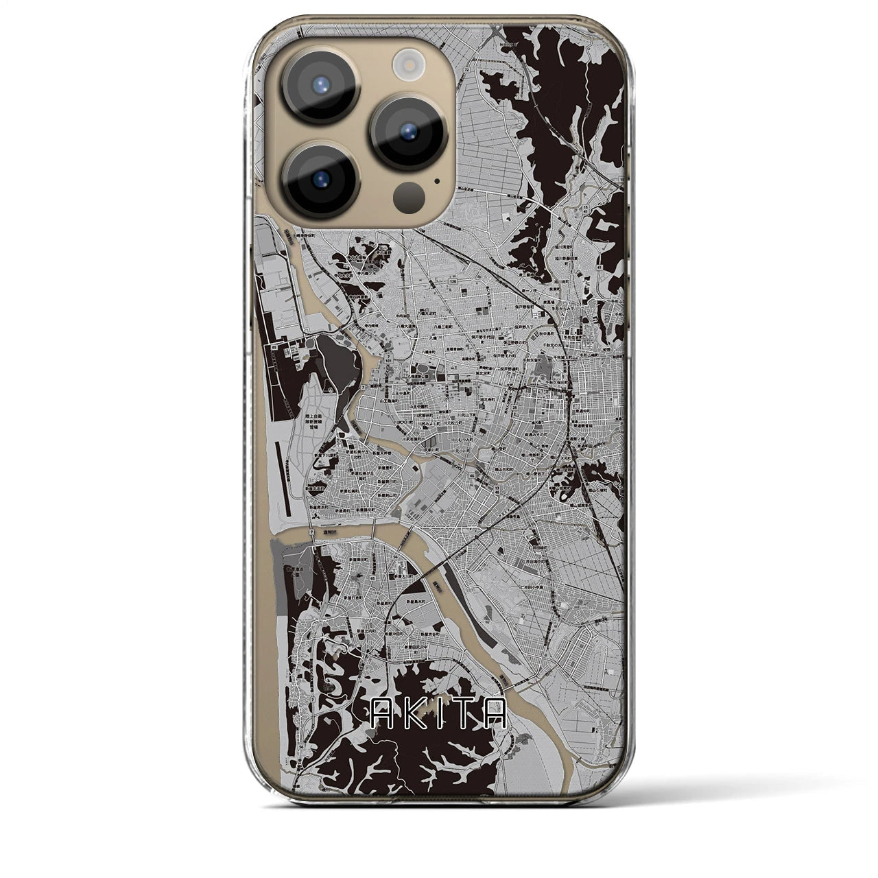 【秋田(秋田県)】地図柄iPhoneケース(クリアタイプ)