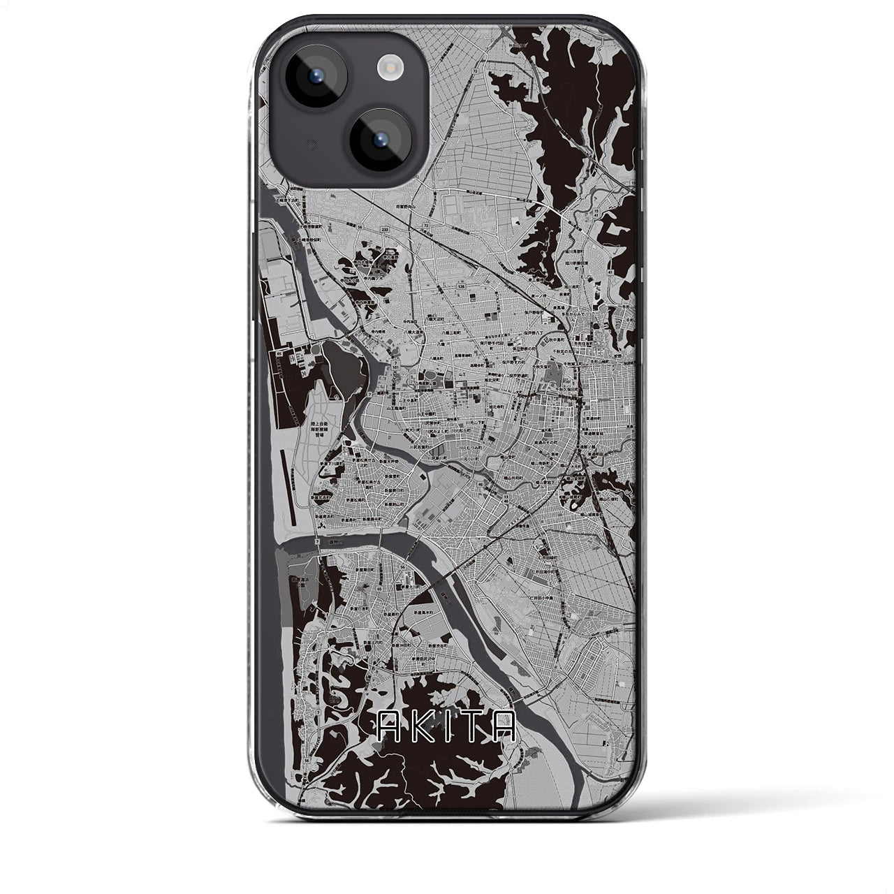 【秋田(秋田県)】地図柄iPhoneケース(クリアタイプ)