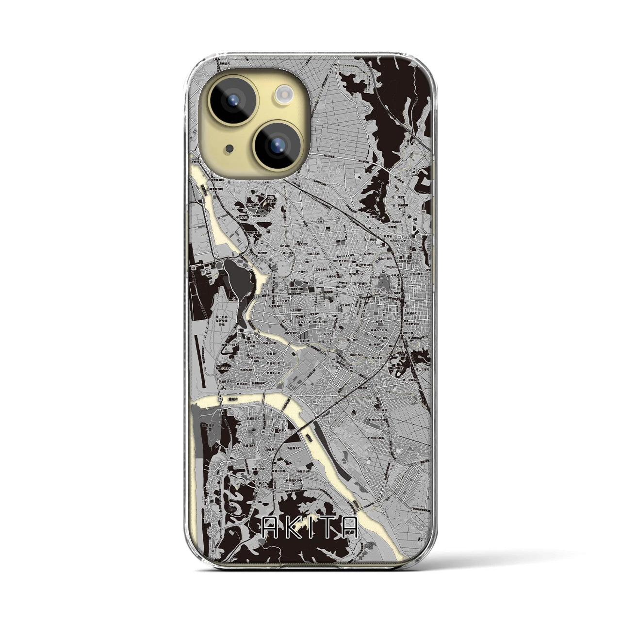 【秋田(秋田県)】地図柄iPhoneケース(クリアタイプ)