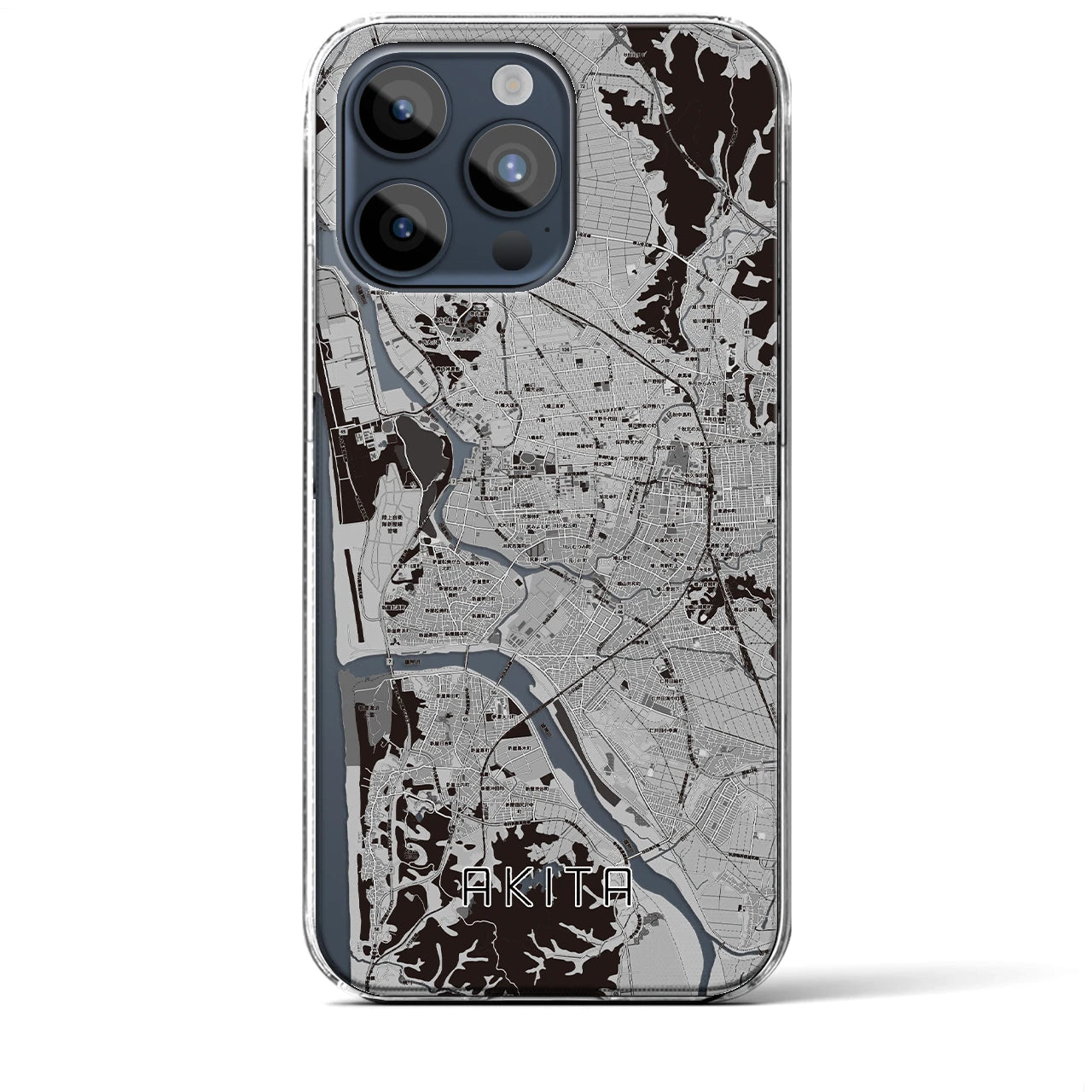 【秋田(秋田県)】地図柄iPhoneケース(クリアタイプ)