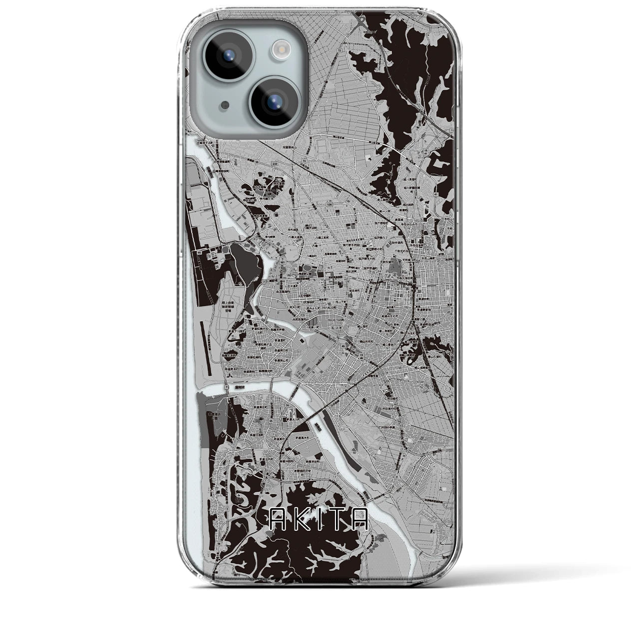 【秋田(秋田県)】地図柄iPhoneケース(クリアタイプ)