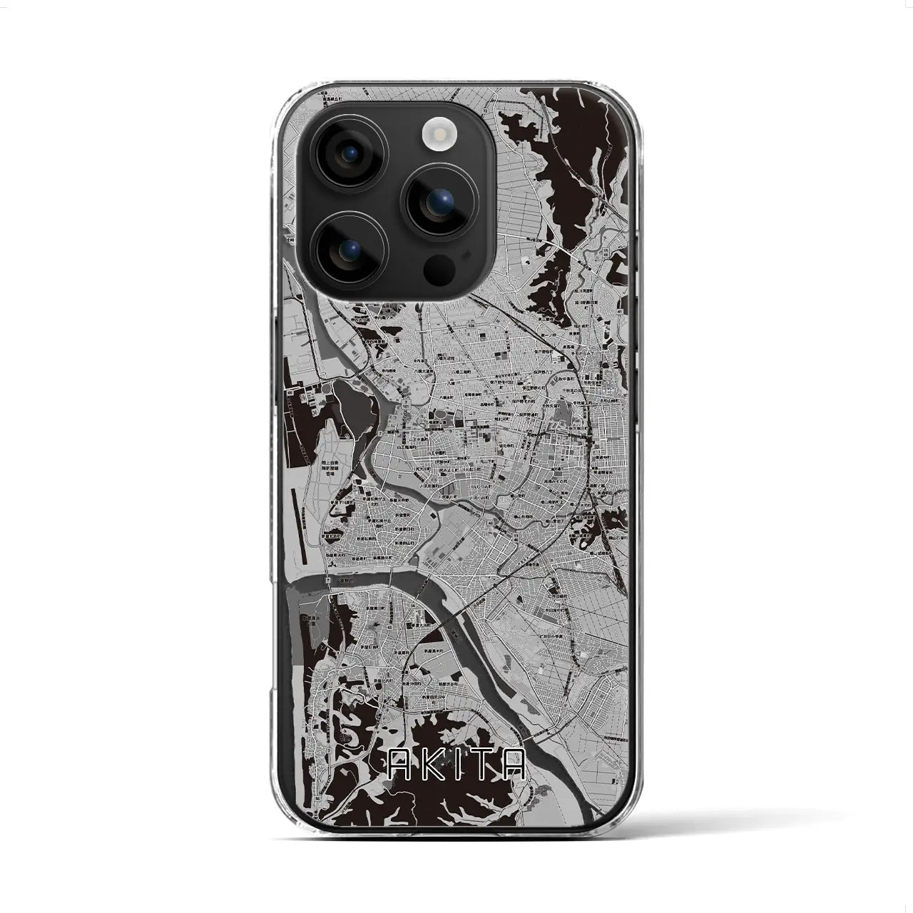 【秋田(秋田県)】地図柄iPhoneケース(クリアタイプ)