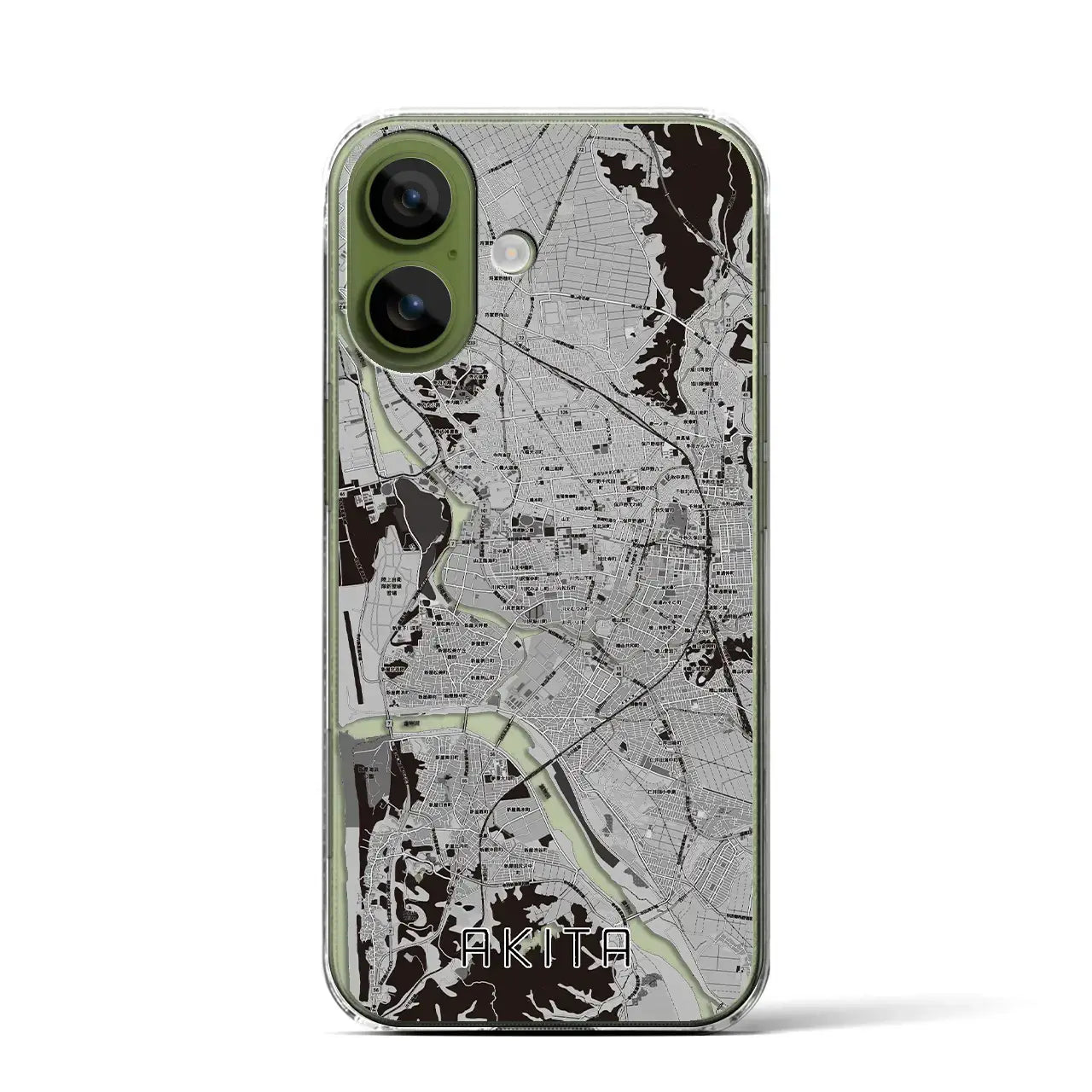 【秋田(秋田県)】地図柄iPhoneケース(クリアタイプ)