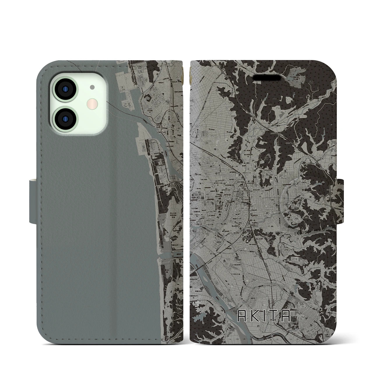 【秋田(秋田県)】地図柄iPhoneケース(手帳タイプ)