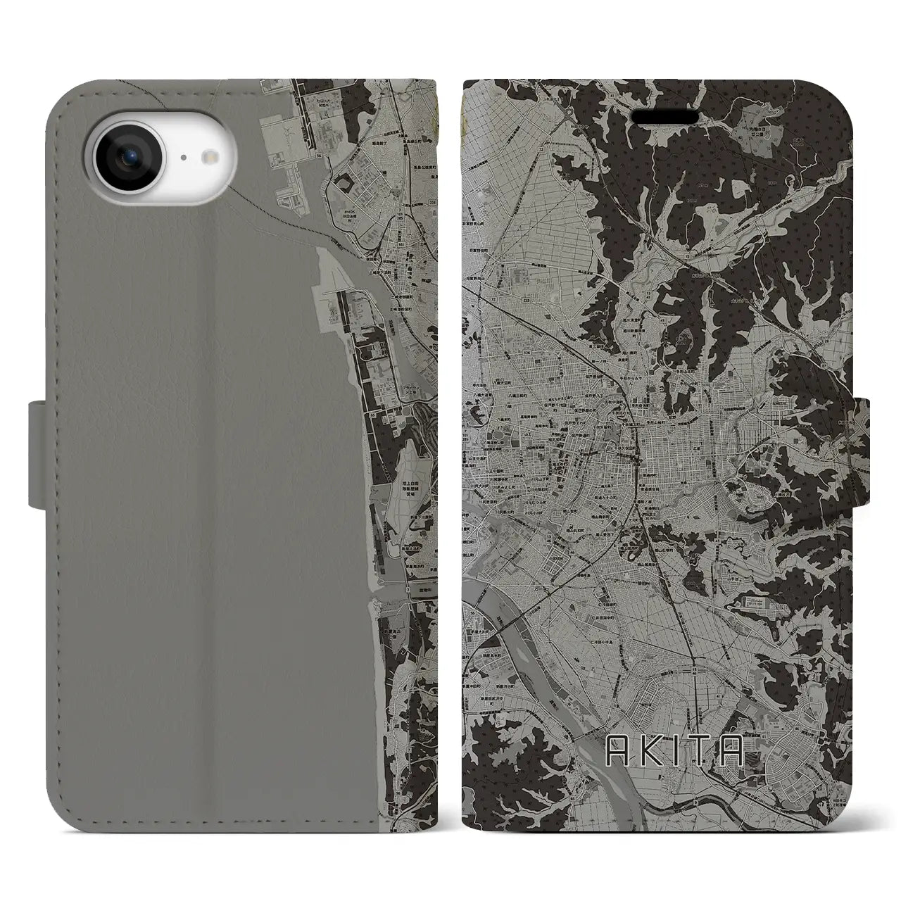 【秋田(秋田県)】地図柄iPhoneケース(手帳タイプ)