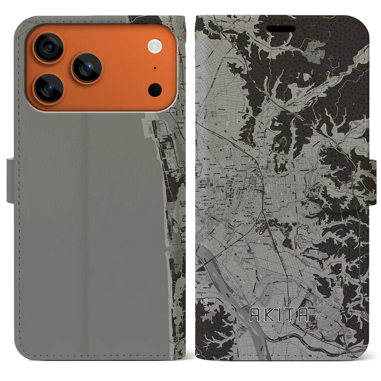 【秋田(秋田県)】地図柄iPhoneケース(手帳タイプ)