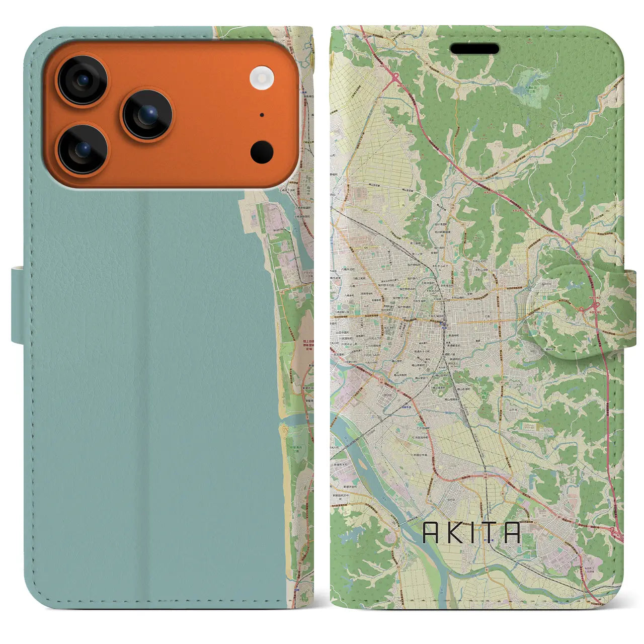 【秋田(秋田県)】地図柄iPhoneケース(手帳タイプ)